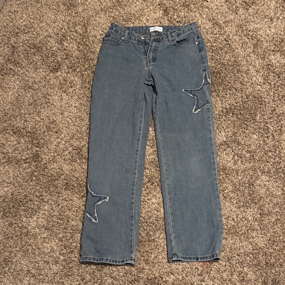 Angel Kiss Blue Star-Accent low wasted Straight Leg Jeans